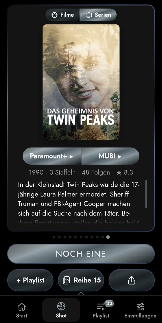 Eine Serie, sofort
