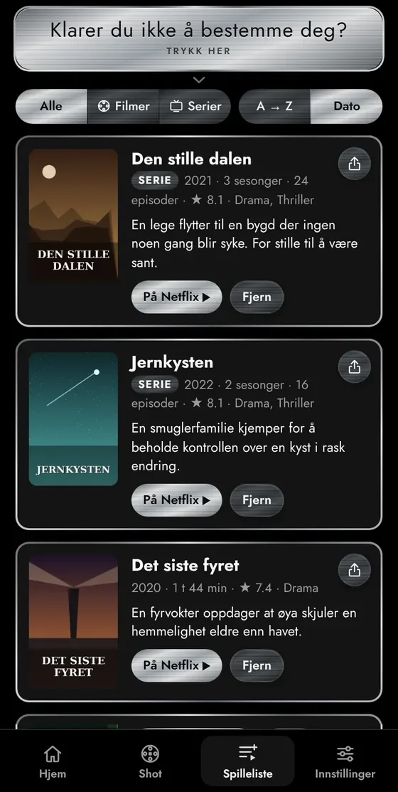 Spillelisten din